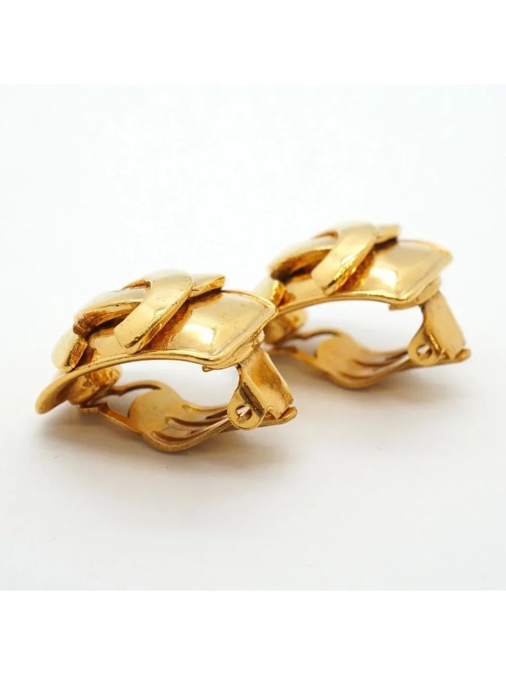 Chanel Earrings Vintage CC Logo Gold Plated